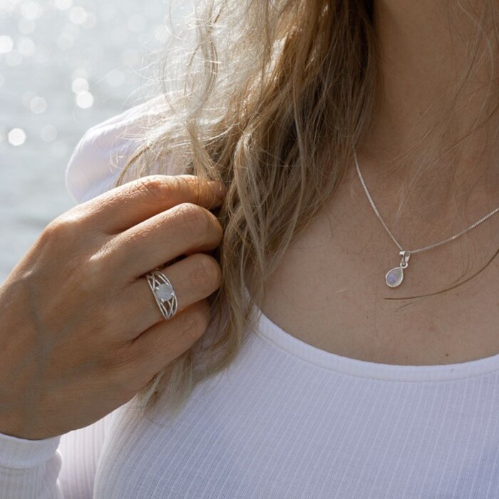 Ketting moonstone teardrop - 925 zilver
