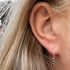 Oorbellen black spark - 925 zilver