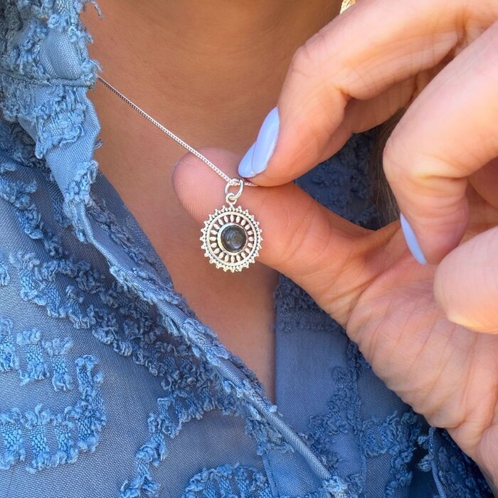 Ketting Flower Labradorite - 925 zilver