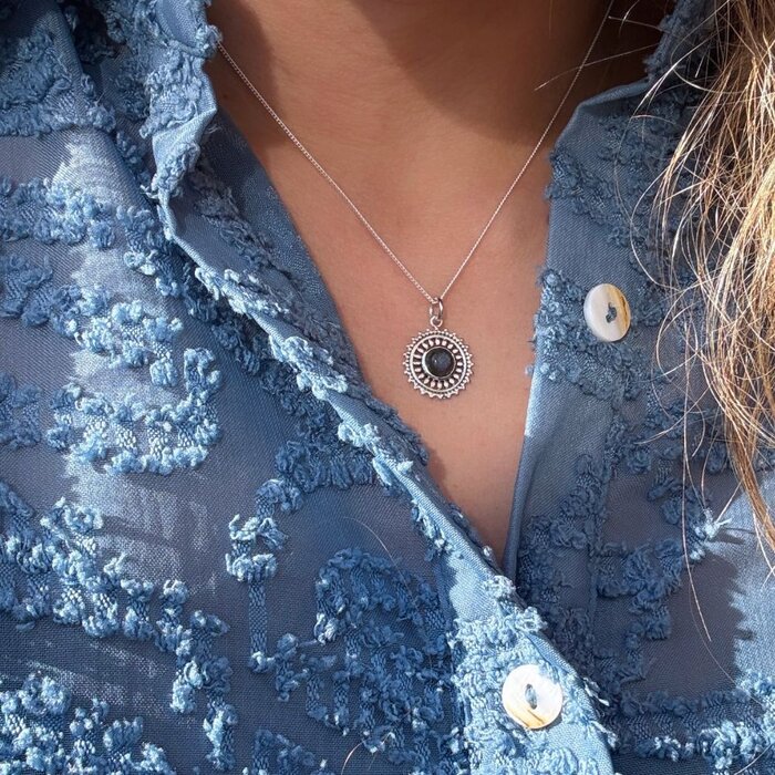 Ketting Flower Labradorite - 925 zilver