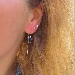 Oval Threader Black Onyx  - 925 zilver