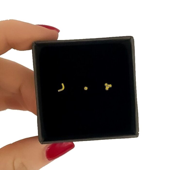 Oorbellen set bolletjes en v-oorknopje - goldplated