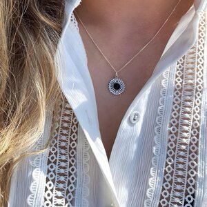 Ketting Flower Onyx - 925 zilver