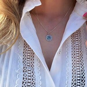 Ketting Flower Blue Chalcedony - 925 zilver