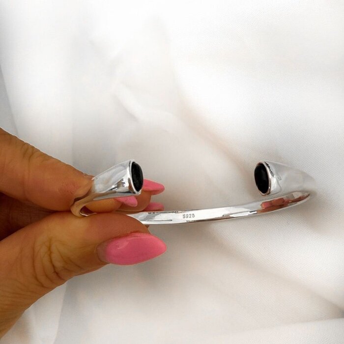 Onyx Bangle - 925 zilver