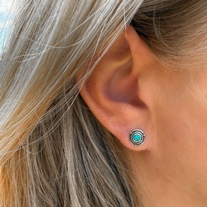 Oorknopjes Turquoise Glow - 925 zilver