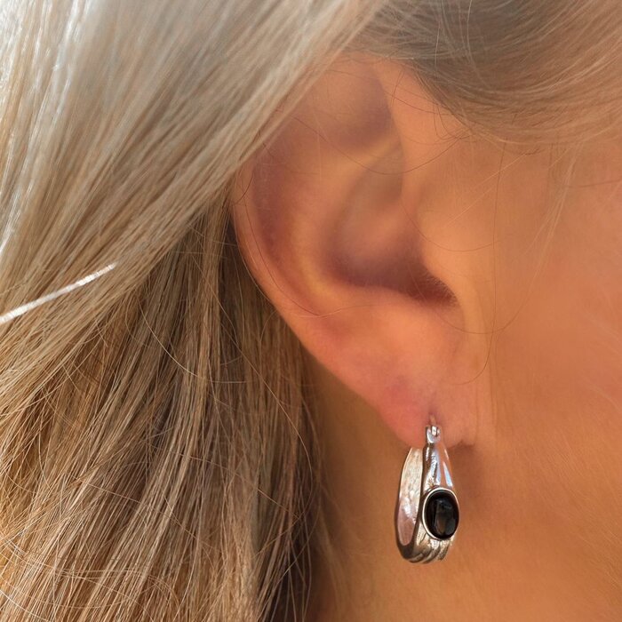Oorbellen Vibe Black - 925 zilver