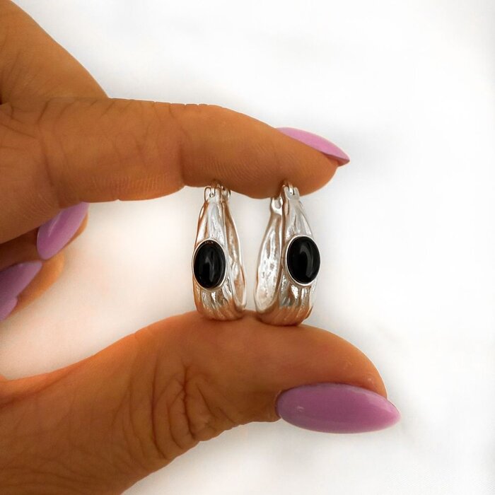 Oorbellen Vibe Black - 925 zilver