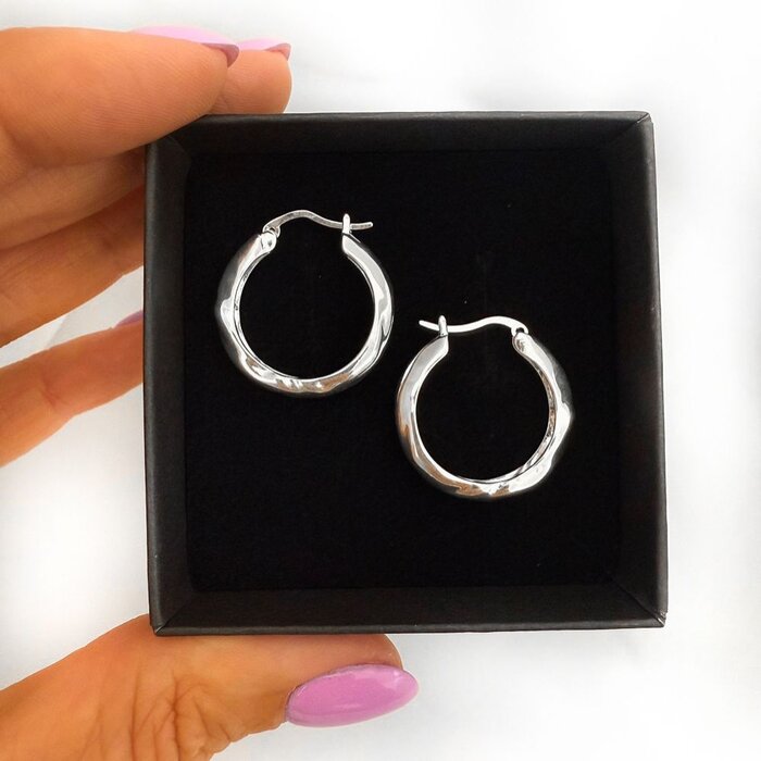 Textured hoops - 925 zilver