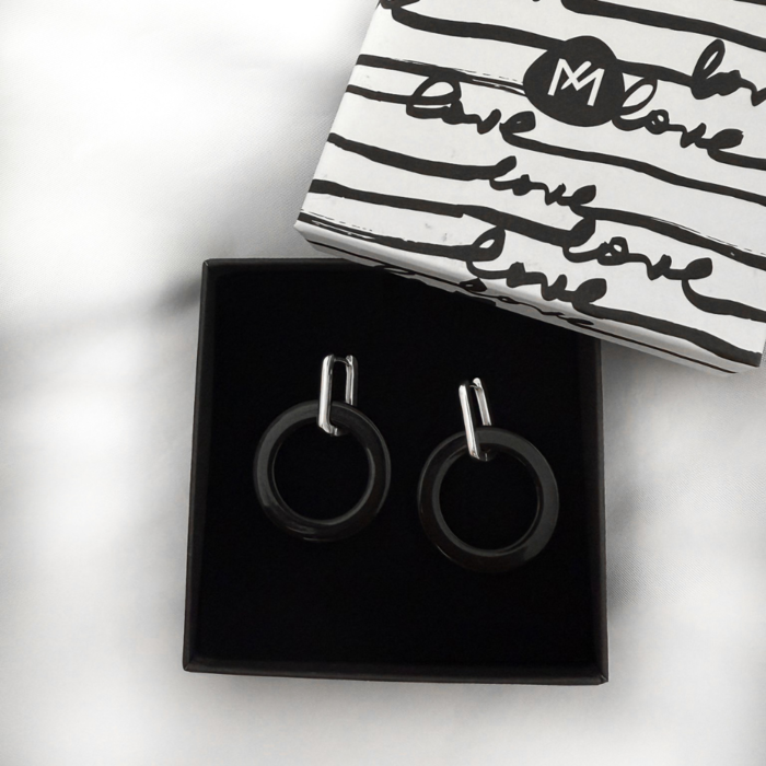 Black Orbit oorbellen - 925 zilver
