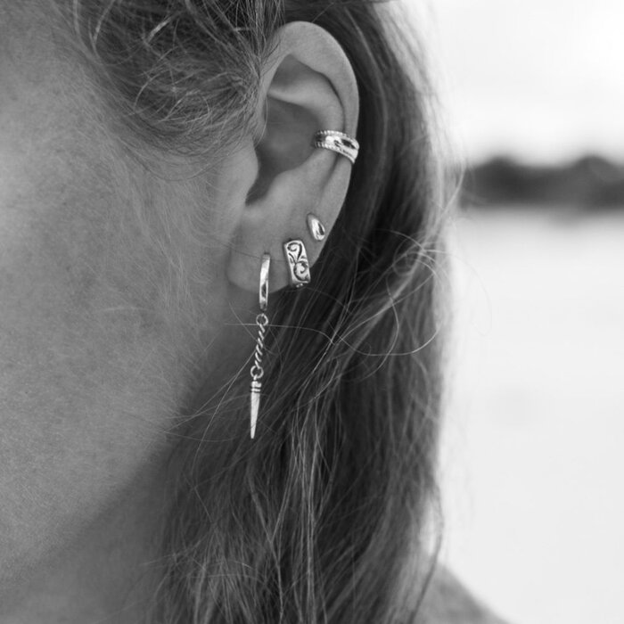 Spike  chain oorbellen - 925 zilver