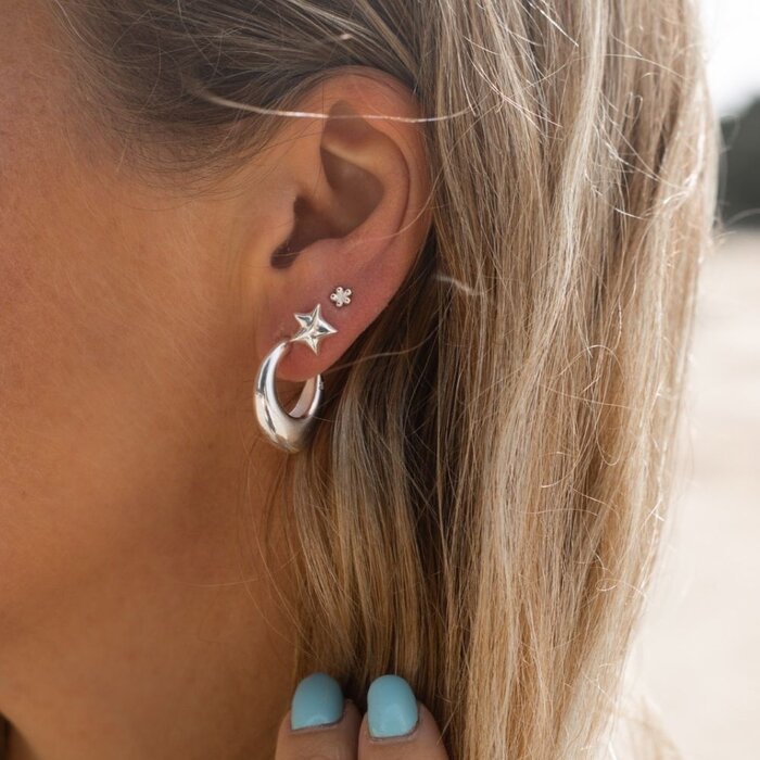 Wave hoops - 925 zilver