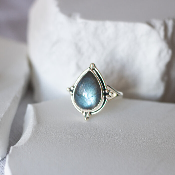 Labradorite Tear ring - 925 zilver