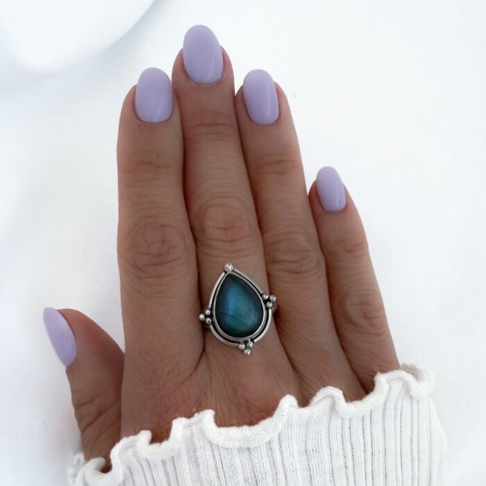 Labradorite Tear ring - 925 zilver