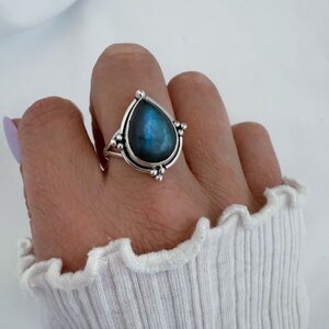 Labradorite Tear ring - 925 zilver