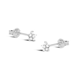 Flower studs cz small - 925 zilver
