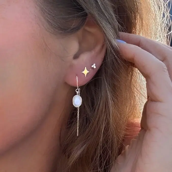 Oval Threader Moonstone - 925 zilver