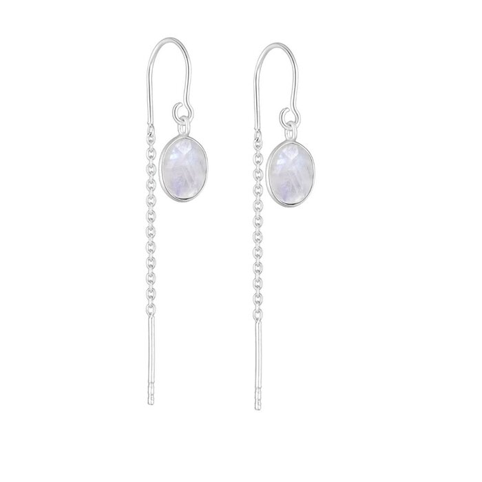 Oval Threader Moonstone - 925 zilver