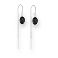 Oval Threader Black Onyx - 925 zilver