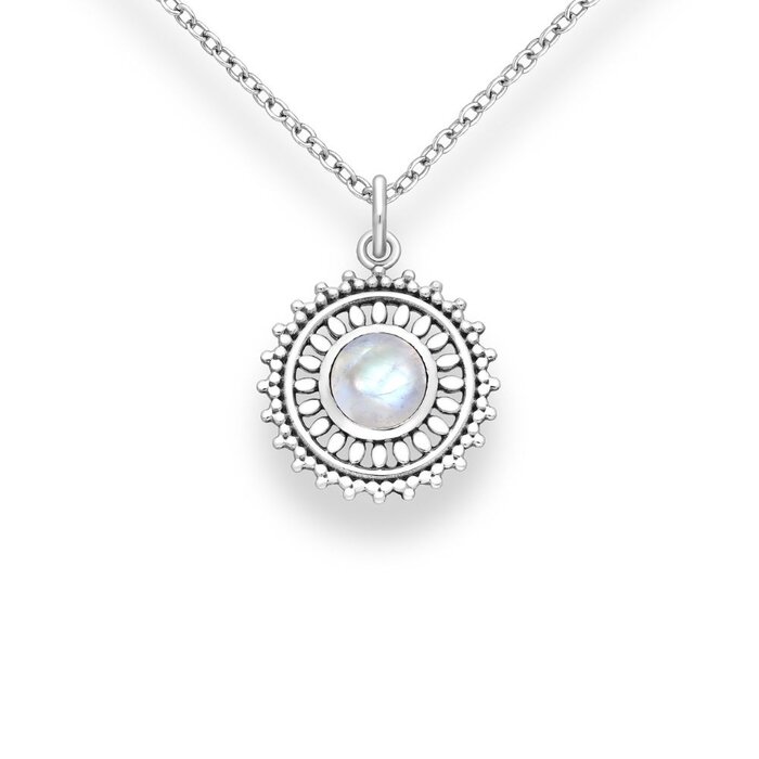 Ketting Flower Moonstone - 925 zilver