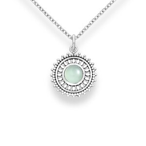 Ketting Flower Blue Chalcedony - 925 zilver