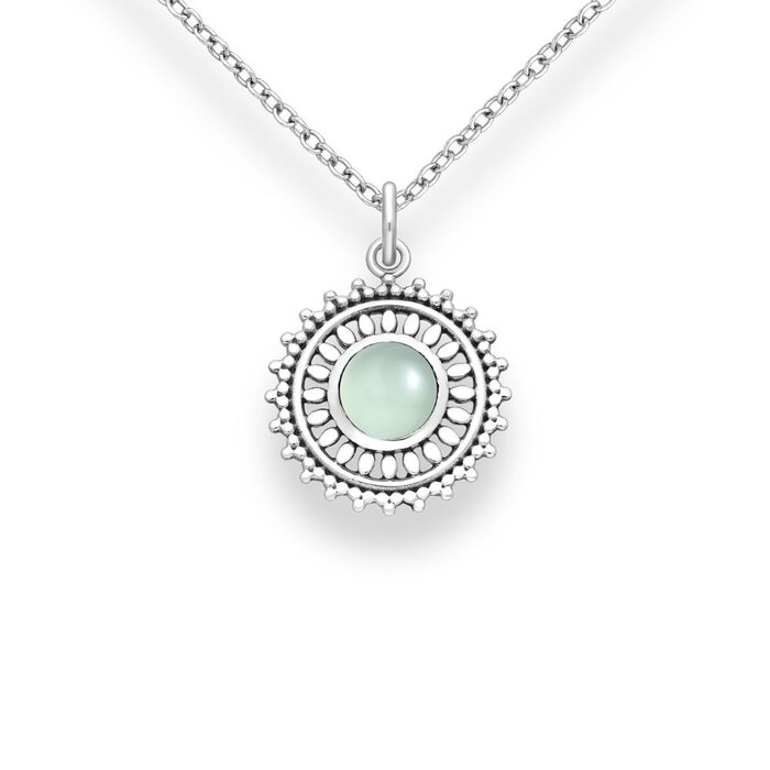 Ketting Flower Blue Chalcedony - 925 zilver