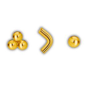 Oorbellen set bolletjes en v-oorknopje - goldplated