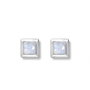 Squared studs Moonstone - 925 zilver