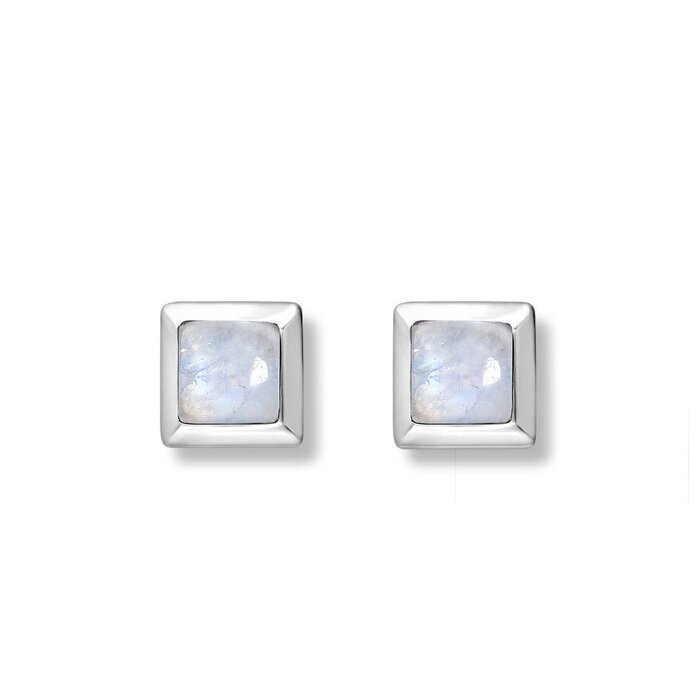 Squared studs Moonstone - 925 zilver