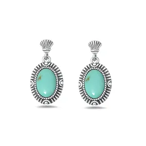 Turquoise Boho oorbellen - 925 zilver