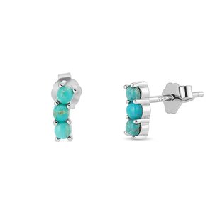Turquoise Bar oorknopjes - 925 zilver
