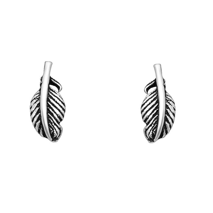 Boho oorknopjes Feather - 925 zilver