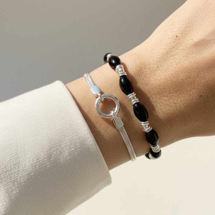 Juna Onyx armband - 925 zilver