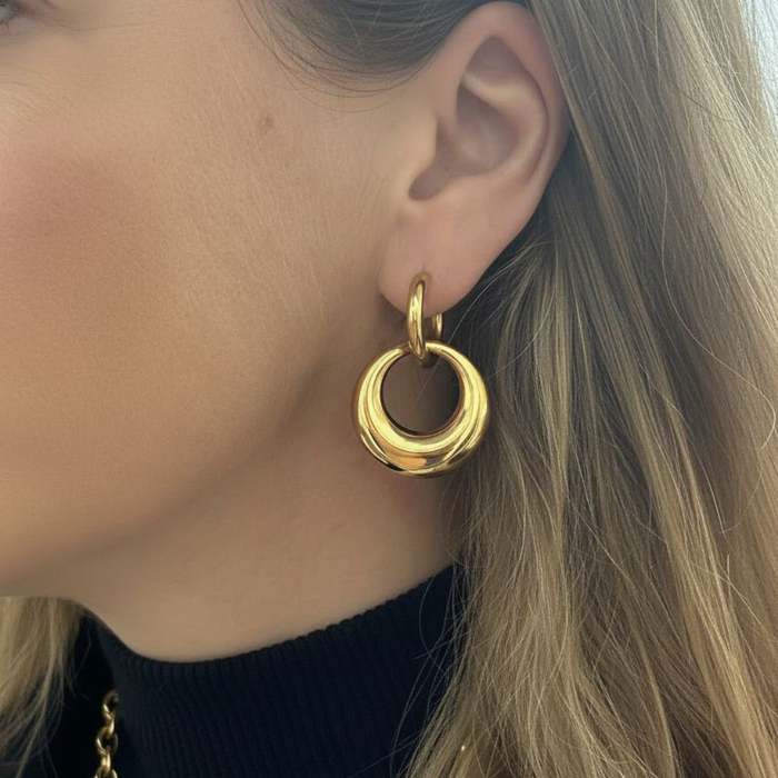 Curve Link oorbellen - goud