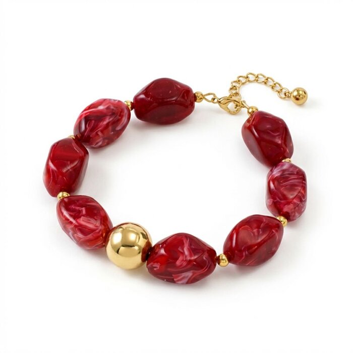 Bold Beads  Bracelet - Deep Red