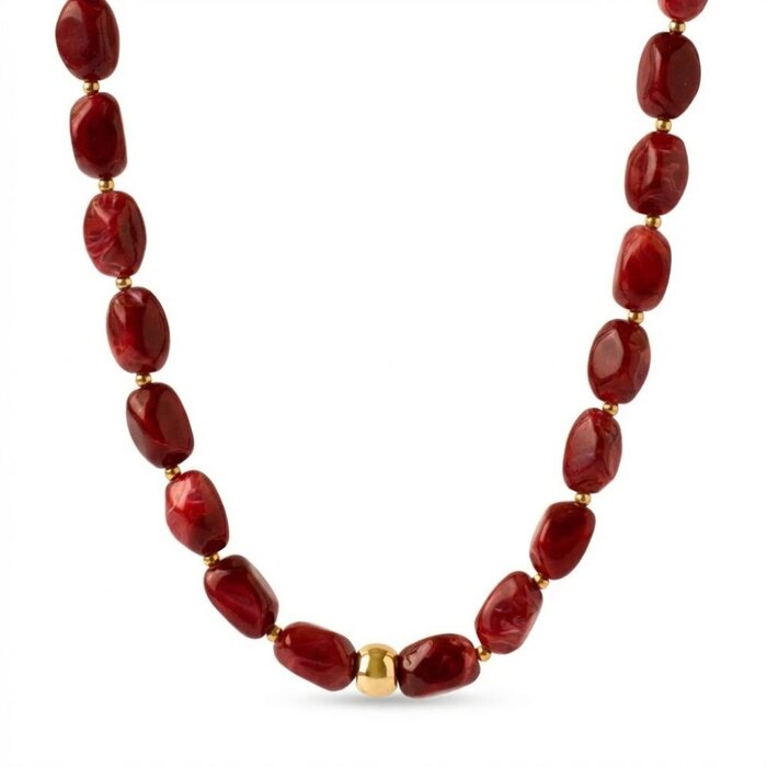Bold Beads Necklace - Deep Red