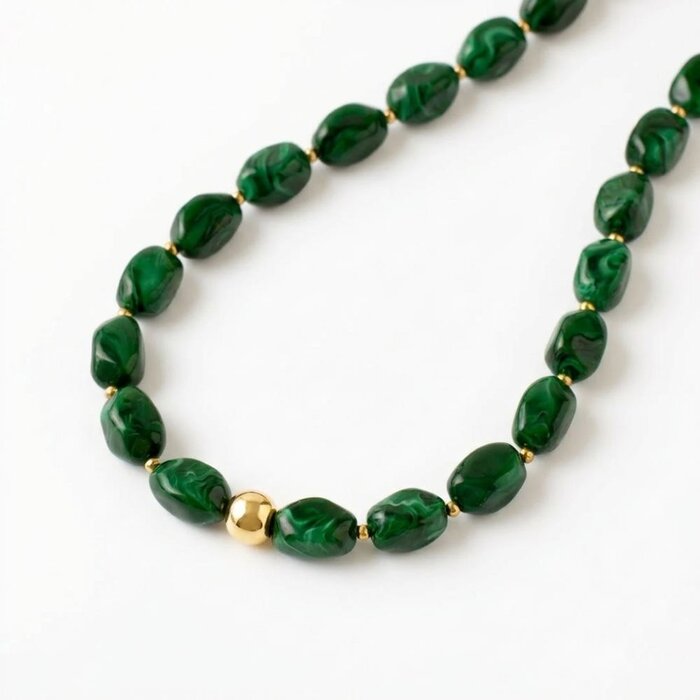 Bold Beads Necklace - Emarald Green
