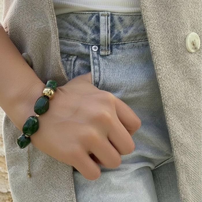 Bold Beads Bracelet - Emarald Green