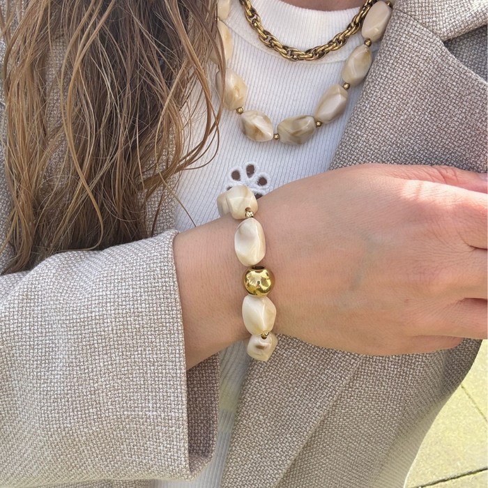 Bold Beads Bracelet - Soft Ivory