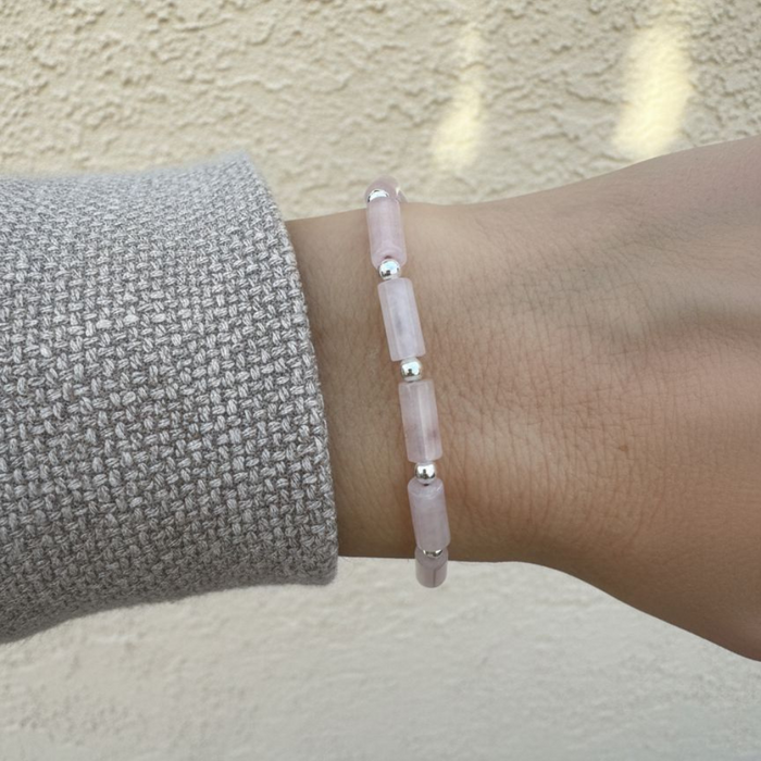 Rose Quartz Flow armband - 925 zilver