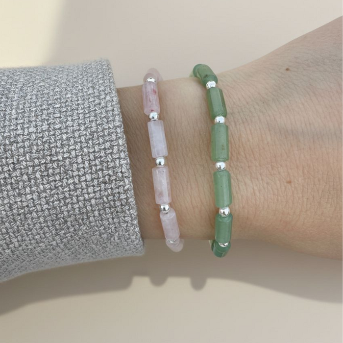 Rose Quartz Flow armband - 925 zilver