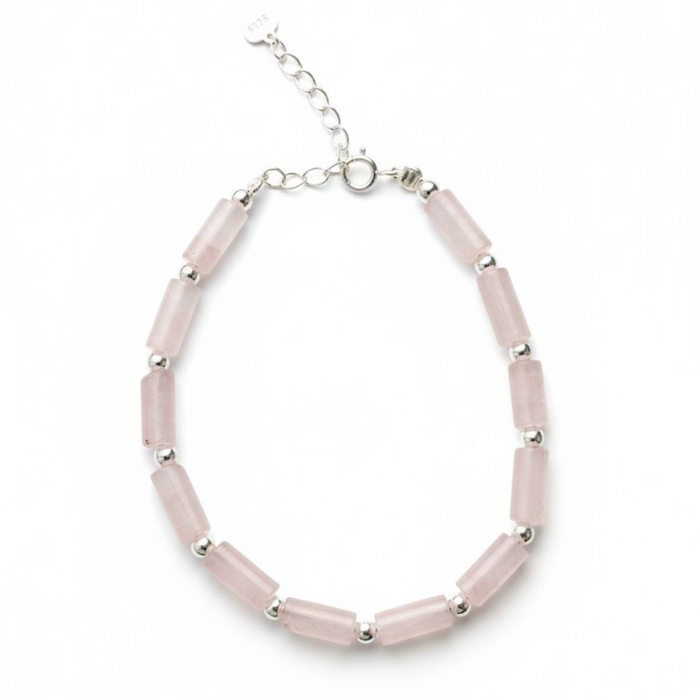 Rose Quartz Flow armband - 925 zilver