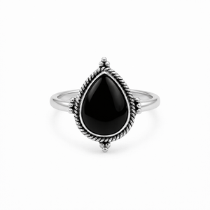 Onyx Drop ring - 925 zilver