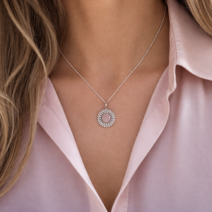 Ketting Flower Rose Quartz - 925 zilver