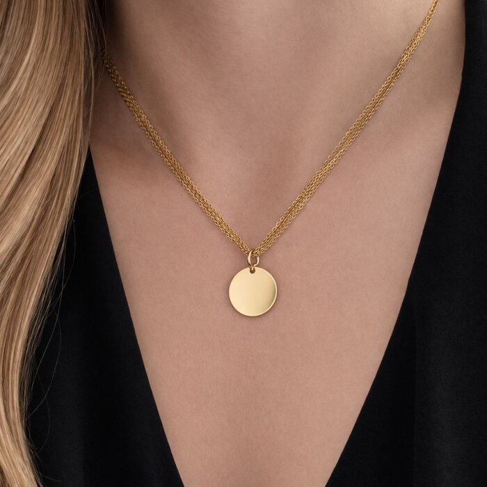 Engraved Coin ketting - goud