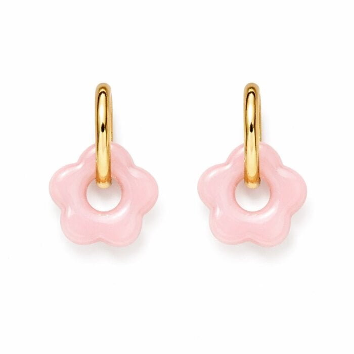 Daisy Pink oorbellen - goud
