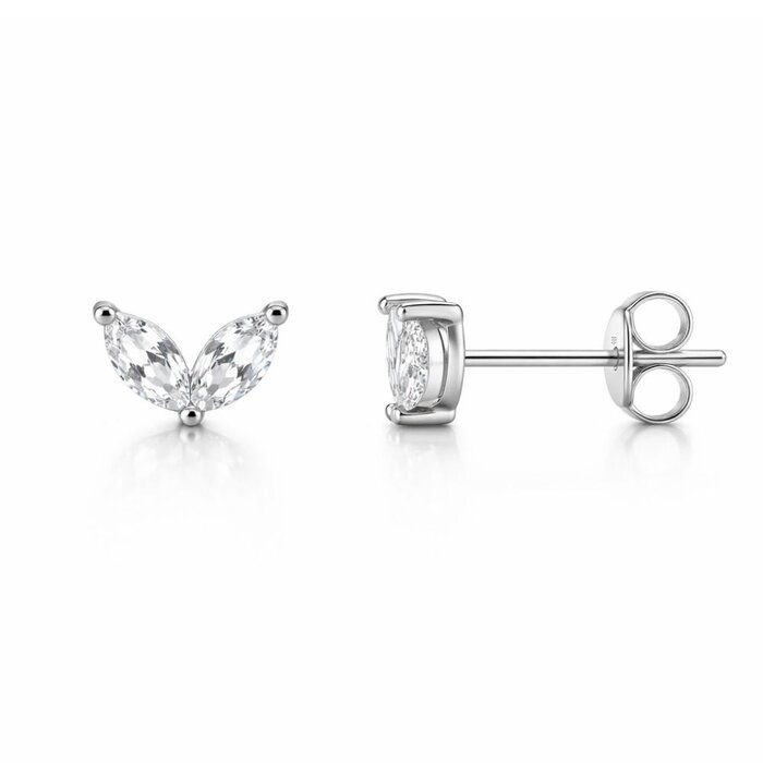 Zirconia Leaf oorknopjes - 925 zilver