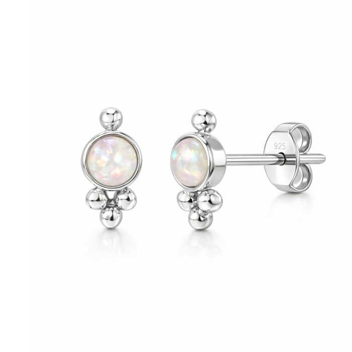 Bohemian Sparkle Opaal oorknopjes - 925 zilver