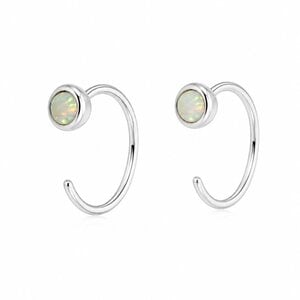 Hugging oorringetjes opal - zilver