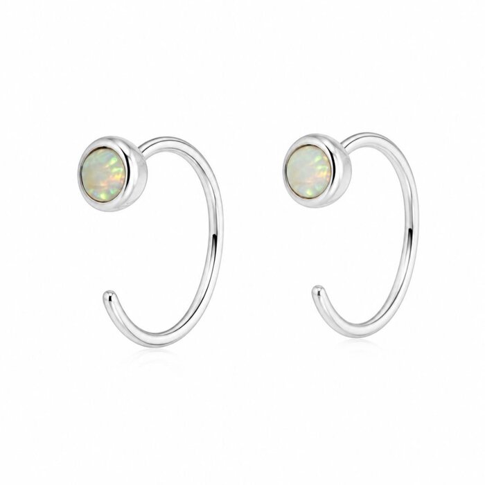 Hugging oorringetjes opal - zilver
